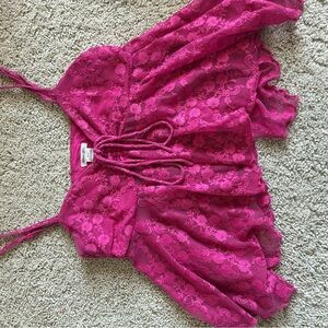 Urban Outfitters Fuchsia Lace Top